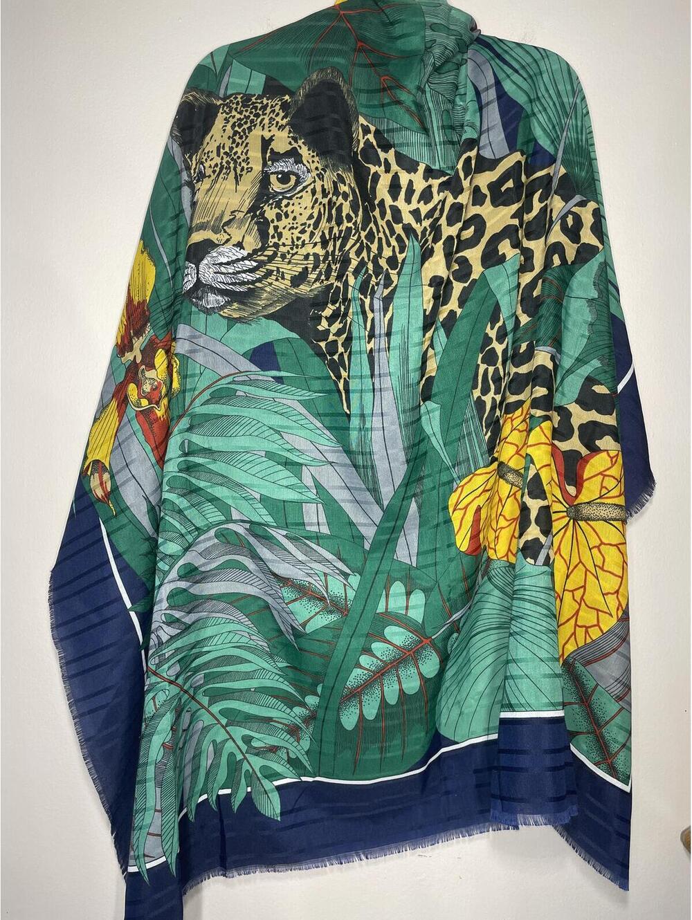 Tropical Jungle Love Leopard Print Oversized Shawl 45"x45"